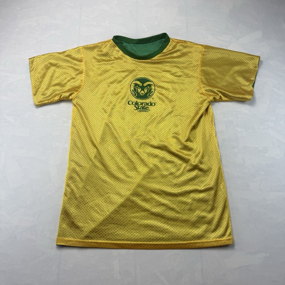 Vintage Colorado State Rams Reversible Jersey M Yellow Green Made USA